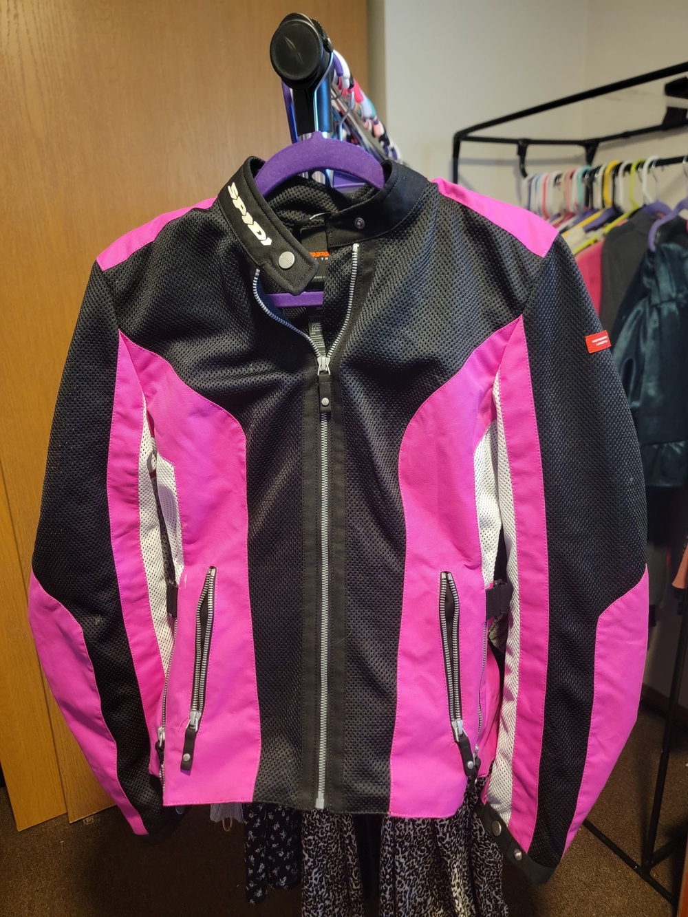 Women's Black & Pink Motorcycle Jacket